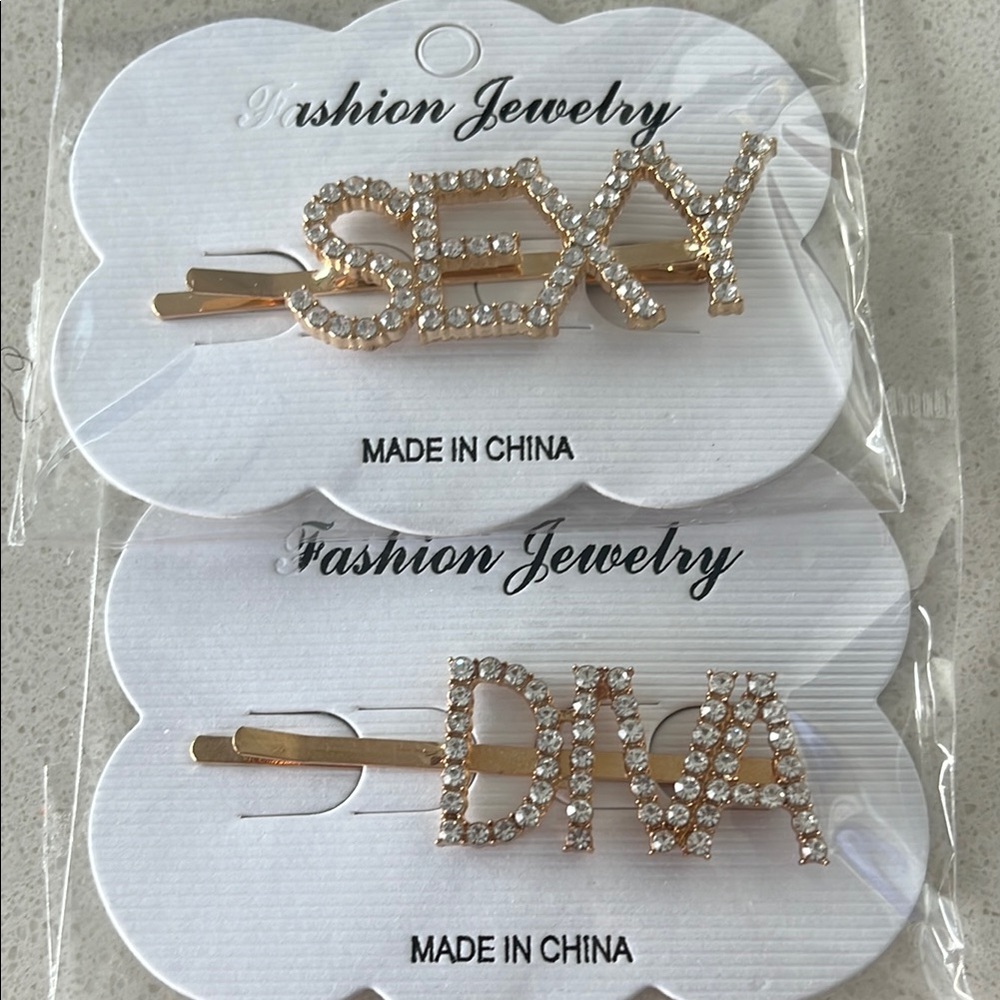 Glamorous Gold and Silver Word-Shaped Hair Accessories